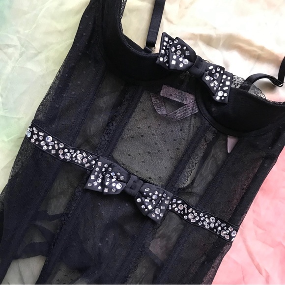 Victoria’s Secret Open Cup Merry Widow Díamante Bow Corset/Bustier - Picture 4 of 5